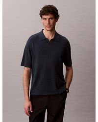 Calvin Klein - Linen Blend Open Collar Polo Shirt - Lyst
