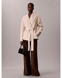 Calvin Klein - Wool Blend Shawl Collar Wrap Coat - Lyst
