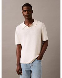 Calvin Klein - Kurzärmliger Pullover Aus Baumwoll-Leinen-Mix - Lyst