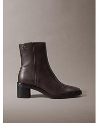 Calvin Klein - Leather Block Heel Ankle Boots - Lyst