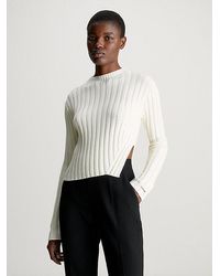 Calvin Klein - Kastenförmiger Pullover aus gerippter Baumwolle - Lyst