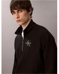 Calvin Klein - Calvin Klein Monologo Premium Terry Quarter Zip Sweatshirt - Lyst
