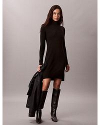 Calvin Klein - Merino Wool Ribbed Turtleneck Dress - Lyst
