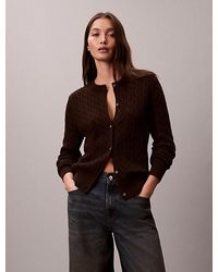 Calvin Klein - Jeans Merino Wool Blend Cable Cardigan - Lyst