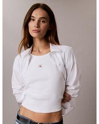 Calvin Klein - Jeans Woven Monologo Rib Baby Tee - Lyst
