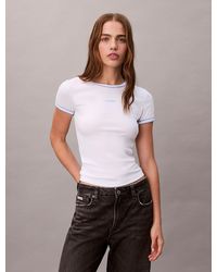Calvin Klein - T-Shirt Da Neonato Con Logo Grafico A Coste Con Bordi A Contrasto - Lyst