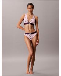 Calvin Klein - Graphic Monogram Microfiber Stretch Lightly Lined Triangle Bralette - Lyst