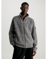Calvin Klein - Wool Blend Zip Up Cardigan - Lyst
