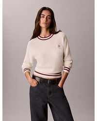 Calvin Klein - Jeans Cotton Knit Stripe Trim Jumper - Lyst