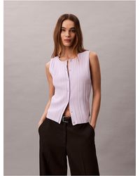 Calvin Klein - Calvin Klein Smooth Cotton Rib Button-Down Tank Top - Lyst