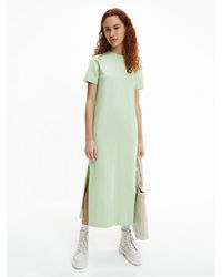 Calvin Klein Maxi-T-Shirt-Kleid aus Bio-Baumwolle - Grün