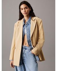 Calvin Klein - Veste Blazer En Sergé Doux À Nouer Dans Le Dos - Lyst
