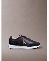 Calvin Klein - Leather Signature Logo Runner Trainers - Lyst