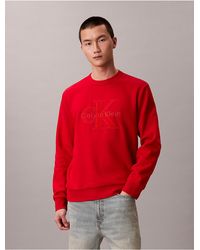 Calvin Klein - Calvin Klein Fleece Velvet Monologo Graphic Relaxed Sweatshirt - Lyst