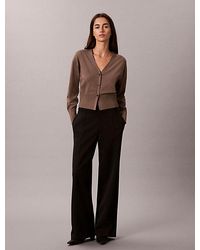 Calvin Klein - Double Knit Wide Leg Trousers - Lyst