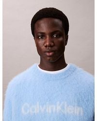 Calvin Klein - Jeans Brushed Alpaca Wool Blend Monogram Logo Sweater - Lyst
