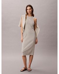 Calvin Klein - Jeans Monologo Rib Stripe Midi Dress - Lyst