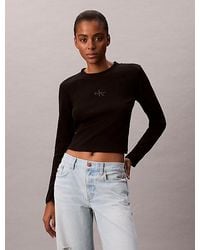 Calvin Klein - Baby-T-Shirt Met Lange Mouwen En Monogramlogo - Lyst