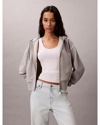 Calvin Klein - Jeans Cropped Monogram Zip Hoodie - Lyst