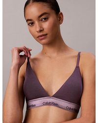 Calvin Klein - Metallic Lightly Lined Triangle Bralette Icon Cotton Modal Metallic - Lyst