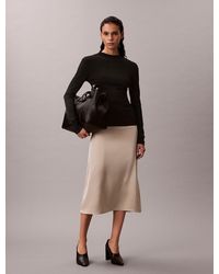 Calvin Klein - Matte Shine Satin Midi Skirt - Lyst