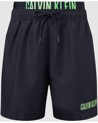 Calvin Klein Ba�ador de largo medio con cinturilla doble - Negro