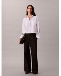 Calvin Klein - Calvin Klein Cotton Stretch Cropped Boxy Button-Down Shirt - Lyst
