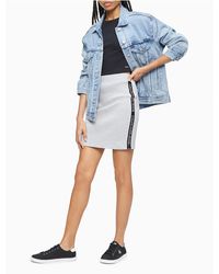 Calvin Klein Logo Tape Ribbed Mini Skirt - Grey