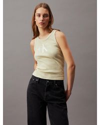 Calvin Klein - Débardeur en coton côtelé avec monogramme - Lyst