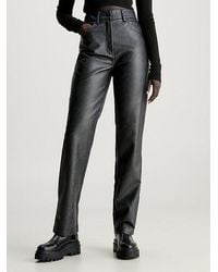 Calvin Klein - Pantalones de piel sintética de tiro alto - Lyst