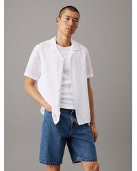 Calvin Klein - Camisa de lino y algodón con cuello cubano - Lyst