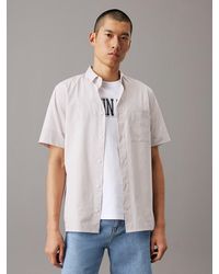 Calvin Klein - Camicia A Maniche Corte A Righe - Lyst