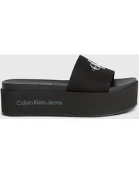 Calvin Klein - Canvas Platform Sliders - Lyst