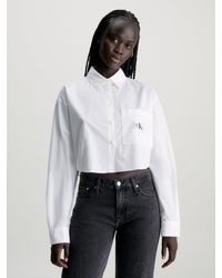 Calvin Klein - Cropped Cotton Poplin Shirt - Lyst