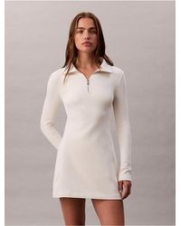 Calvin Klein - Calvin Klein Smooth Zip Collar Mini Dress - Lyst