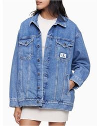 Calvin Klein Mid Blue Long Dad Denim Jacket