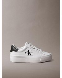 Calvin Klein - Jeans Leather Signature Platform Trainers - Lyst