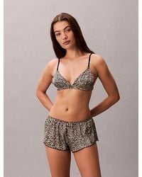 Calvin Klein - Unlined Triangle Bra Signature Satin - Lyst