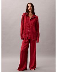 Calvin Klein - Jacquard Pyjama Set Minimalist Satin - Lyst