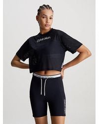 Calvin Klein - Mesh Cropped Sport T-shirt - Lyst