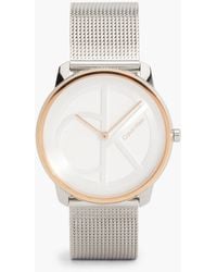 Calvin Klein - Monogram Logo Mesh Bracelet Watch - Lyst