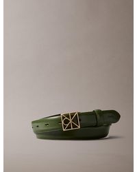Calvin Klein - Full-Grain Leather Emblem Logo Belt - Lyst