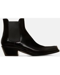leather chelsea boots with 205 silver toe plate
