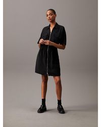 Calvin Klein - Robe en sergé doux avec fermeture éclair sur toute la longueur - Lyst