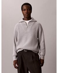 Calvin Klein - Cotton Wool Quarter Zip Jumper - Lyst
