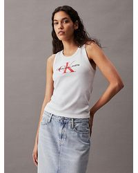 Calvin Klein - Camiseta de tirantes con monograma de canalé de algodón - Lyst