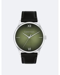 Calvin Klein - Gradient Dial Leather Strap Watch - Lyst