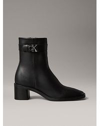 Calvin Klein - Botines de piel con puntera cuadrada y cremallera - Lyst
