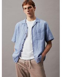Calvin Klein - Camisa a rayas de lino y algodón - Lyst