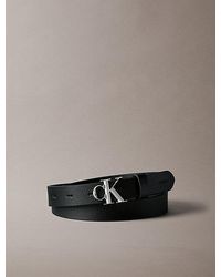 Calvin Klein - Leather Monogram Logo Belt - Lyst